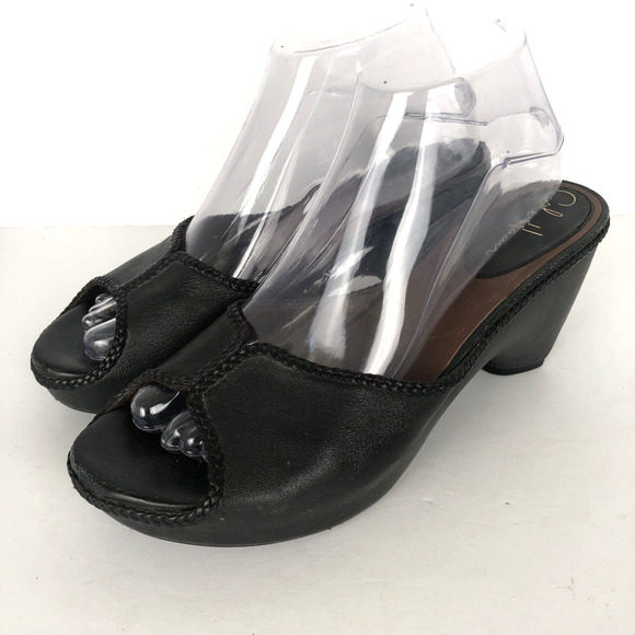 COLE HAAN Heels Women's 8B Black Mule Upper Leather Open Toe Slip On 205306 - Picture 4 of 9